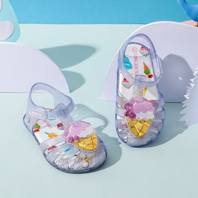 Girl Water-Playing Princess Soft-Soled Plaid Summer Hole Shoes_voghion.com