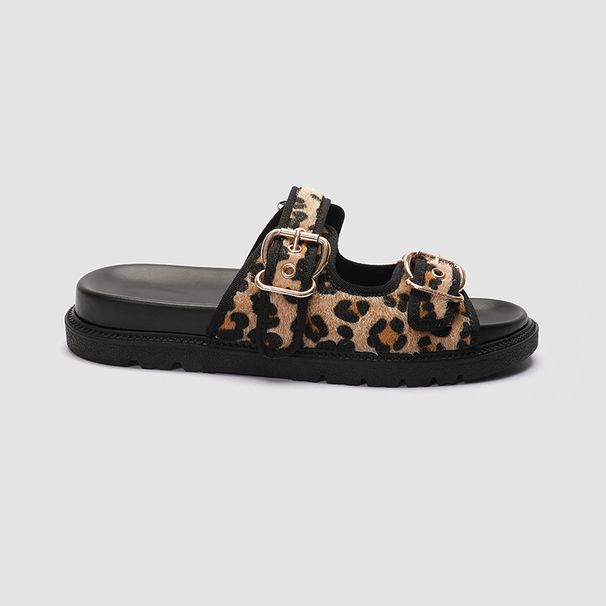 Plus Size Women's Animal Print Sandals (Summer Platform Slides - Round Toe With Adjustable Buckle Strap, Non-Slip Thick Sole For Casual & Beach Wear)_voghion.com