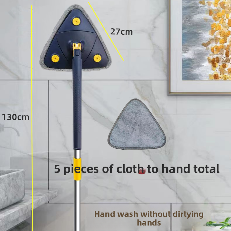 Driehoekige handsfree dweil voor thuisgebruik, reinigen in één beweging, droog en nat, dubbel gebruik, zelfwringend, dak, badkamer, muur_voghion.com