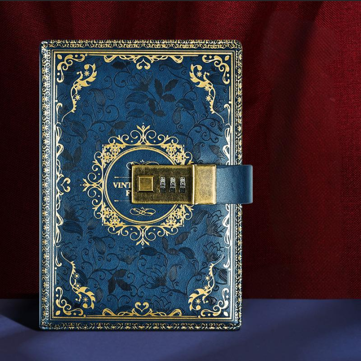 Carnet de notes rétro unisexe avec mot de passe et cadenas, carnet de notes créatif pour étudiant, papeterie_voghion.com