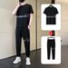 Men's Clothing Ice Silk Sports Suit Men's Summer Loose Breathable Short Sleeved Trousers Casual Thin Quick Drying Running Three Piece Suit_voghion.com