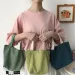 Mała sztruksowa torba na lunch dla kobiet 2024, ekologiczna, przenośna torba, mini torba bento dla studentek, piknik, jedzenie, podróż_voghion.com