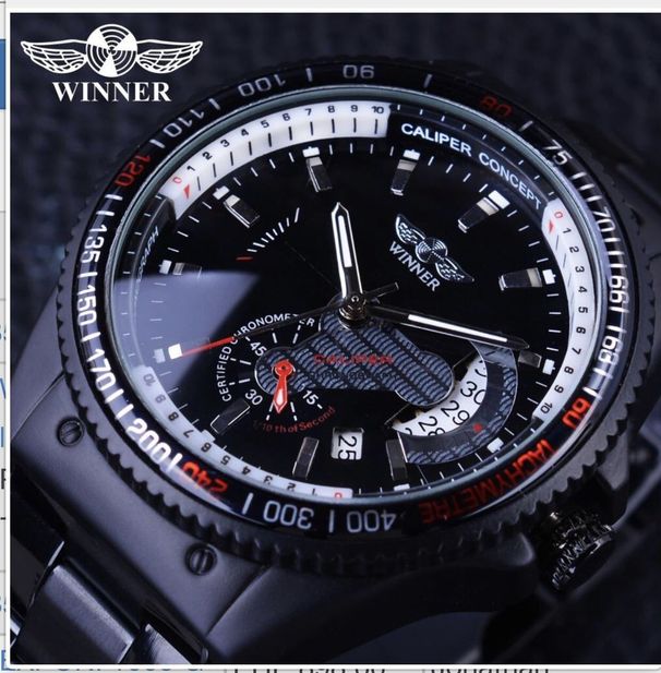 Montre mécanique entièrement automatique pour homme Montre ajourée pour homme Montre mécanique tendance à bande d'acier_voghion.com