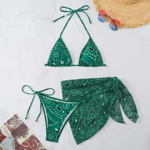 Women's multi-color triangle gauze skirt three-point bikini girls must have_voghion.com