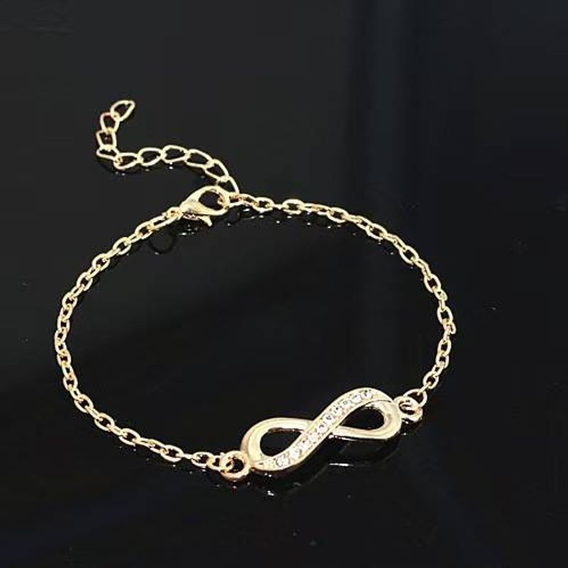 Women Simple Infinite Love Rhinestone 8Shape Pendant Thin Chain Bracelet Jewelry_voghion.com