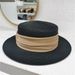New Style Hat Japanese Minimalist Flat Top Hat Summer Women's British Retro Small Hat Temperament Socialite Beach Vacation Sun Hat_voghion.com
