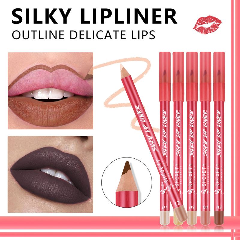 Delineador de lábios 12 cores batom matte conjunto delineador de lábios cor nude duradouro não desbota terceira geração_voghion.com