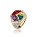 Women's Jewelry Hexagon Geometric Ring With Colorful Zircon Stones, Candy-Colored Windmill Design, Elegant And Stylish Statement Piece Everyday Wear_voghion.com
