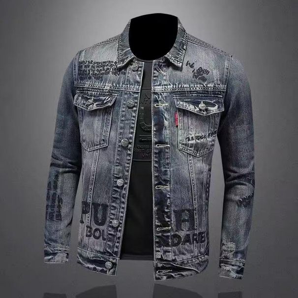 Suitable For All Seasons Style Denim For Men Spring And Autumn Turn-down Collar Jacket Biker Men's High Street Cool Top Trendy_voghion.com