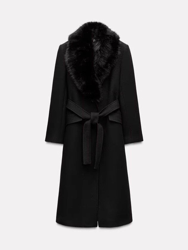 Elegante abrigo de invierno con cuello de piel sintética - Abrigo largo de lana para mujer, ideal para otoño e invierno, estilo clásico europeo._voghion.com