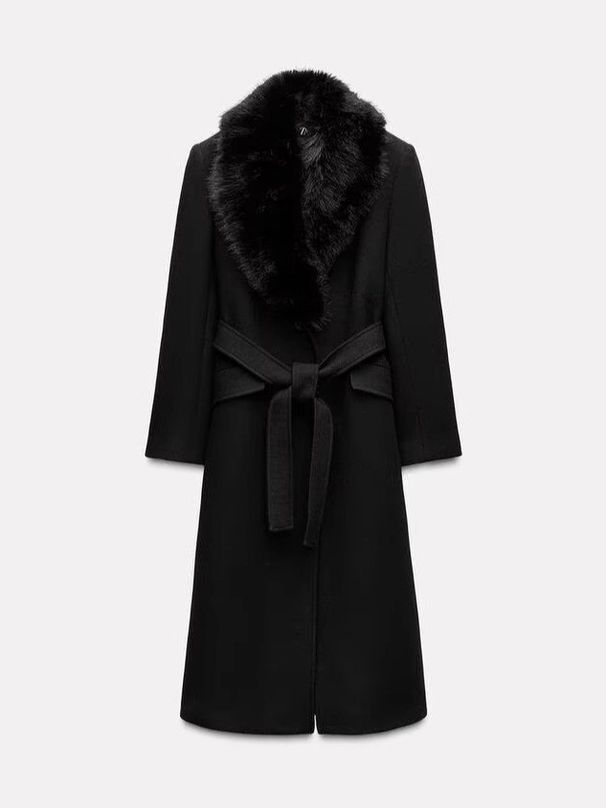 Elegante abrigo de invierno con cuello de piel sintética - Abrigo largo de lana para mujer, ideal para otoño e invierno, estilo clásico europeo._voghion.com