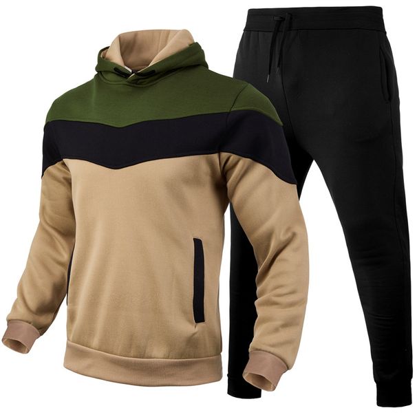 For Autumn And Winter Men's Sweater Suit Men's Casual Hoodie Multi-Color Coat Two-Piece Set_voghion.com