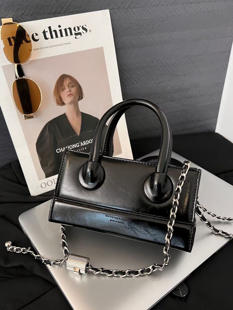 Men's Wallet New Niche Design Candy Color Retro Box Bag Hand Held Shoulder Crossbody Small Bag Mobile Phone Chain Bag_voghion.com