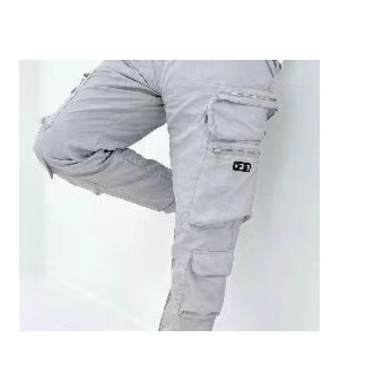 Men's casual versatile leggings sports with large pockets, zipper decoration, workwear pants_voghion.com
