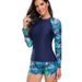 Long Sleeve Rash Guard & Swim Shorts Set - Sporty Surfing Swimsuit For Women (UPF 50+ Protection Quick-Dry & Sexy Print)_voghion.com