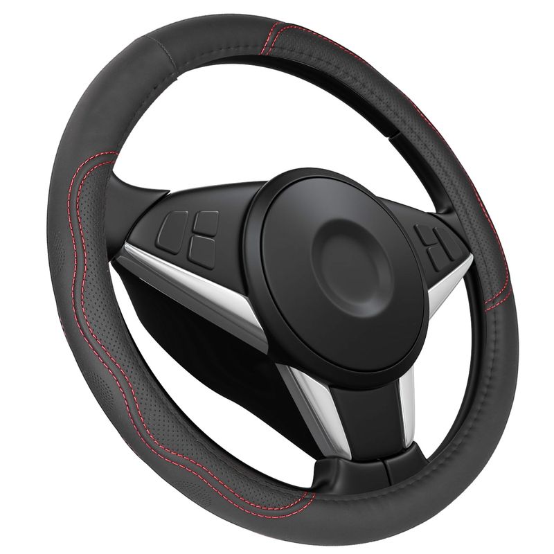 Steering Wheel Cover 14.5in-15in Diameter Universal Fiber Leather Car Steering Wheel Protector_voghion.com