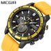 Montre chronographe sport pour homme avec date - Étanche à 30 m, aiguilles lumineuses, bracelet en silicone de 46 mm pour un style de vie actif (bleu/vert/orange/rouge/jaune)_voghion.com