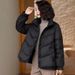 Women's Winter Down Jacket Short Puffer Coat Duck Feather Filled Hooded Casual Fashion Outerwear For Plus Size_voghion.com
