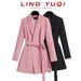 Women's Clothing high end temperament slim belt suit tops _voghion.com