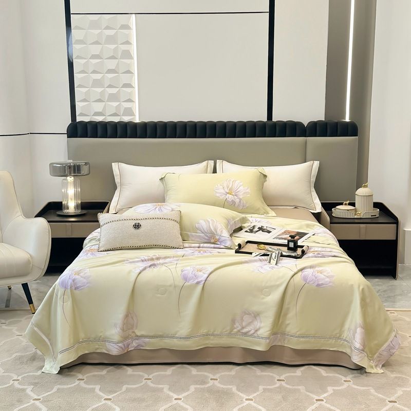 40 colchas de verão Tencel Modal Hollow, conjunto de quatro peças de colcha de verão em seda pastoral gelada_voghion.com