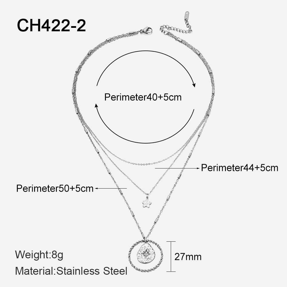 Collana a strati con goccia d'acqua - Ciondolo a stella a cinque punte placcato oro 14K con catena in acciaio inossidabile_voghion.com