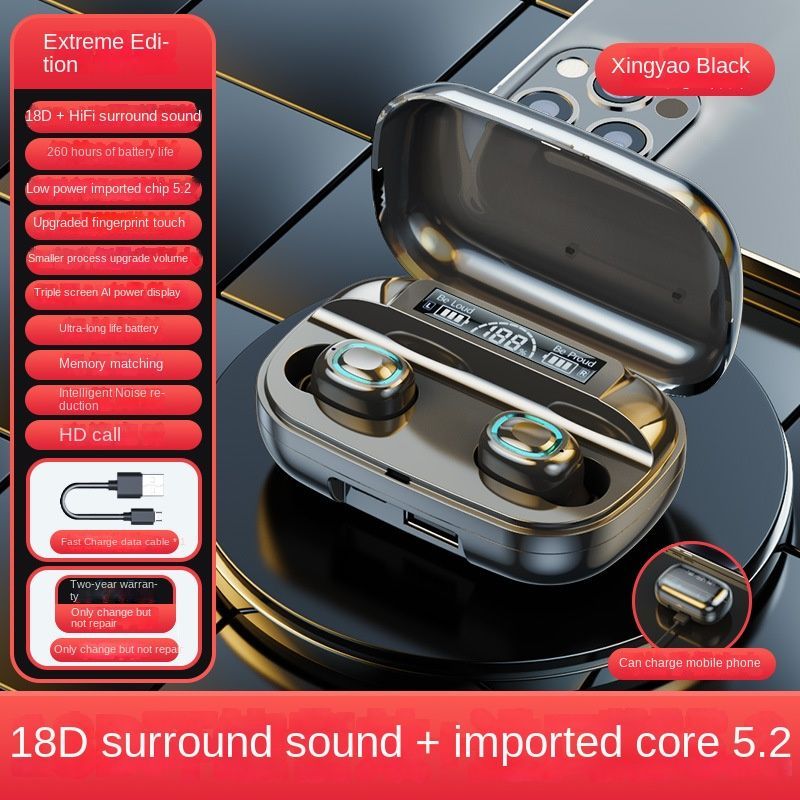 Echtes kabelloses Bluetooth-Headset; Superhohe Klangqualität; Zwei-Ohr-Mini; Unsichtbar; Im Ohr; Superlange Ausdauer; Privates Modell; Grenzüberschreitender Blockb_voghion.com