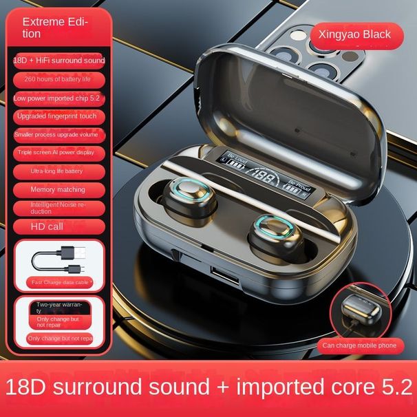 Echtes kabelloses Bluetooth-Headset; Superhohe Klangqualität; Zwei-Ohr-Mini; Unsichtbar; Im Ohr; Superlange Ausdauer; Privates Modell; Grenzüberschreitender Blockb_voghion.com