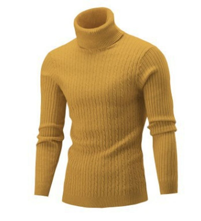 Men's knit turtleneck color twist base sweater_voghion.com