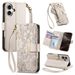 Custodia elegante e alla moda in pelle con flip per iPhone Air e 17 Pro di TechGlobe, con portafoglio a forma di fiore e foglia._voghion.com