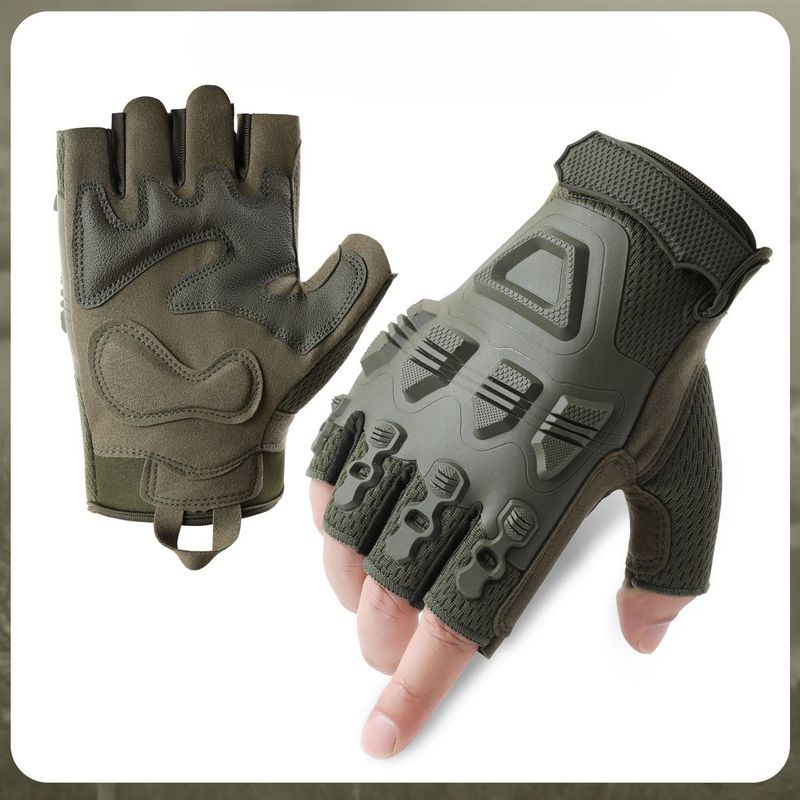 Tactical Men Outdoor Training Protective Anti-Slip Wear-Resistant Half-Finger Motorcycle Riding Palm Cushion Shock_voghion.com