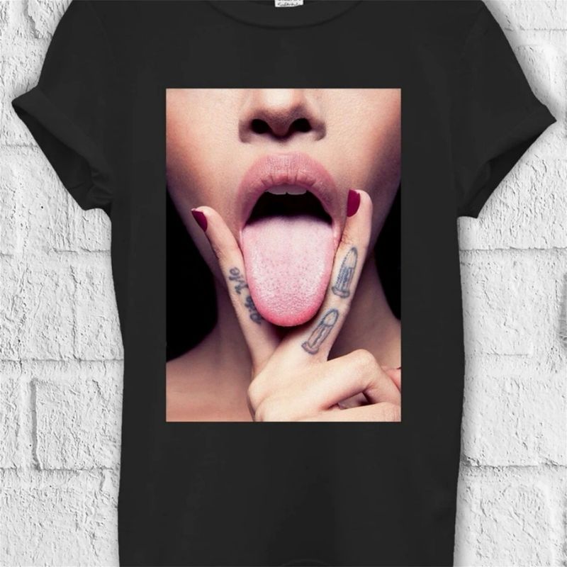 Sexy Lips Attitude T Shirt Hoodie Sweatshirt Baseball Pullover Women Unisex Baggy Boyfriend Shirt._voghion.com