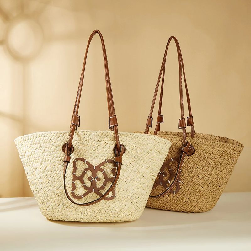 Damentaschen Nischenkorb Umhängetasche Handgehaltene Mode Große Kapazität Strohtasche Neue Sommer Einfache Lässige Damentasche_voghion.com