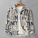 Camicia a maniche lunghe da uomo – Camicia casual oversize in cotone con stampa a lettere_voghion.com
