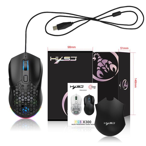 New X300 hollowed out wired esports MOUSE RGB luminous lightweight gaming mouse Gaming_voghion.com