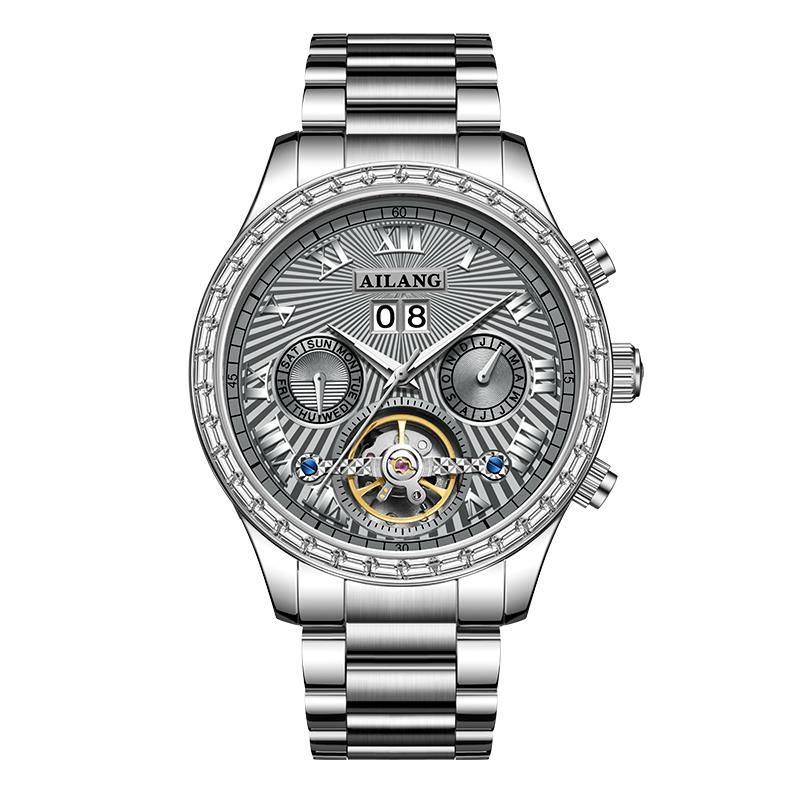 AILANG Luxury Tourbillon Wristwatch Luminous Waterproof Date Men Watch Stainless Steel Automatic Mechanical Men's Watches Reloj_voghion.com