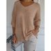 Women's Slim Fit V-Neck Short Sleeve Knit Sweater - Lightweight Casual Pullover For Everyday Wear (Multiple Colors & Sizes)_voghion.com