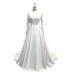 GraceChic GraceChic Abito da sposa in raso testurizzato a maniche lunghe con strascico in stile retrò Hepburn, 2025, nuovo abito da sposa francese_voghion.com