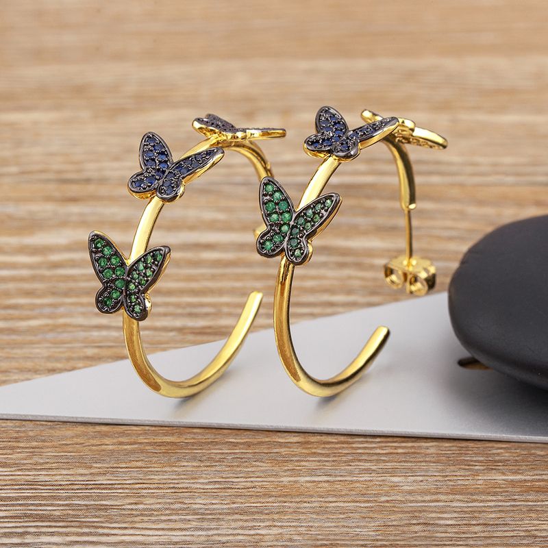 1 paio di eleganti orecchini a forma di farfalla in rame_voghion.com