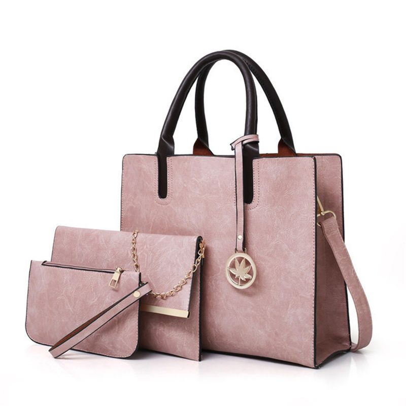 Mode 3 pièces ensemble de sacs pour femmes en cuir PU dames sac à main couleur unie messager épaule portefeuille s pour les femmes_voghion.com