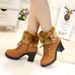 Snow For Women 35-42 In Stock 2023 Autumn And Winter Chunky Short Women's Side Zipper Fashion Boots High Heel Pendant_voghion.com