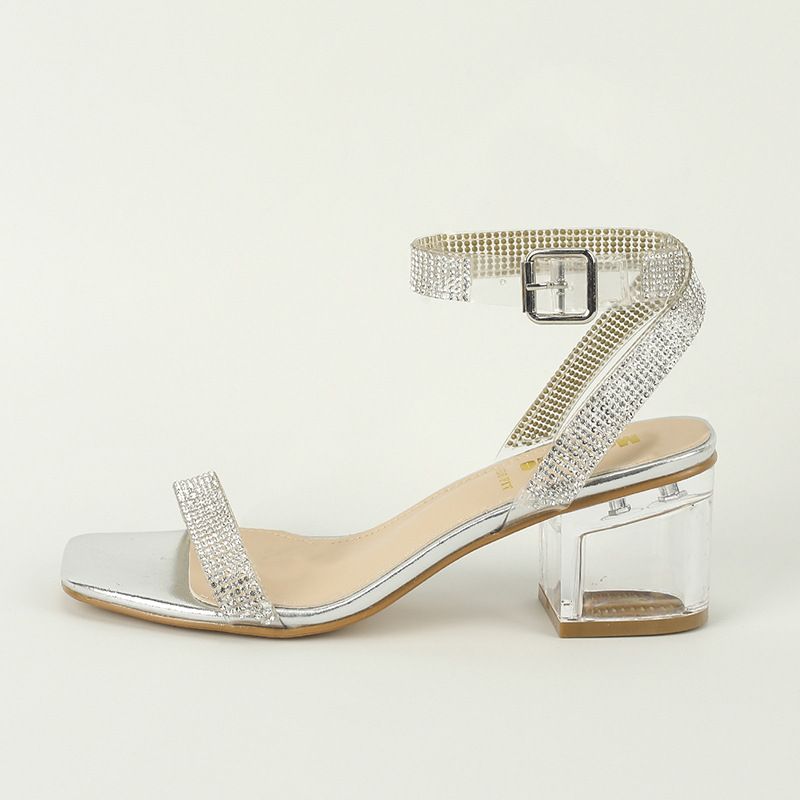 Sandalias de tacón alto transparentes con punta abierta y tiras de diamantes sexys y cabeza cuadrada con estilo_voghion.com