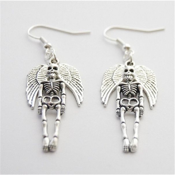 Ali d'angelo Orecchini a forma di teschio Gioielli Ganci per le orecchie_voghion.com