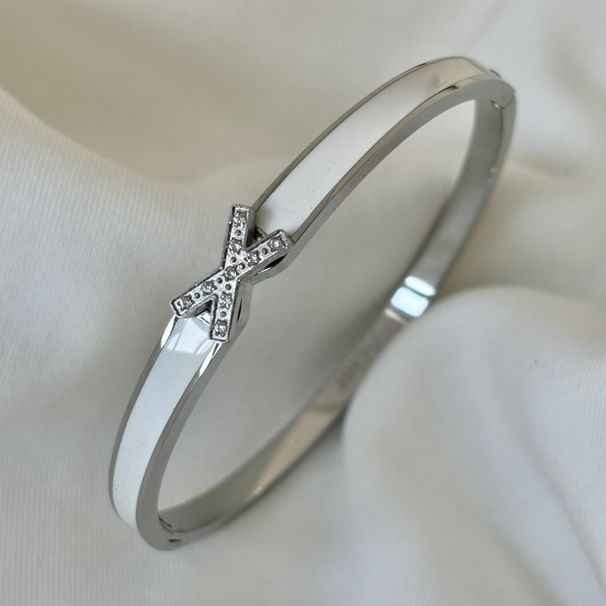 Set di gioielli da donna alla moda, con diamanti, di alta qualità, con caleidoscopio, clip CNC in zirconio, bracciale in acciaio inossidabile, lettera d'amore, braccialetto con goccia d'olio_voghion.com