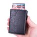 RFID Blocking Side-Push Card Wallet – Vintage PU Leather Slim Card Holder With Zippered Coin Pocket For Men & Women_voghion.com