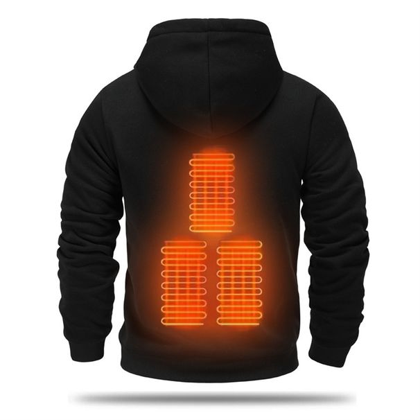 Men's Usb Heated Fleece Hoodie, Thickened Warm Outdoor Casual Wear, Hooded Electric Heating Hoodie_voghion.com