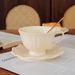 Floral Aesthetic Coffee Cup Set – Elegant Ceramic Tea Cup With Saucer & Spoon, Minimalist Home & Café Tableware, Lightweight 250ml_voghion.com