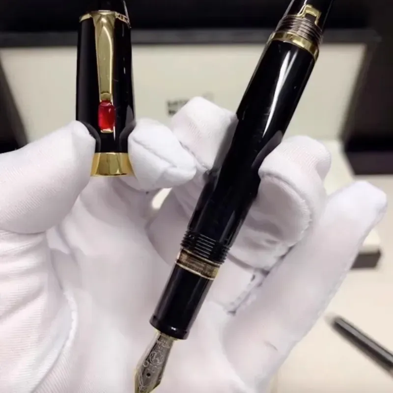 Penna a sfera a rullo / penna a sfera / penna stilografica in resina nera e cristallo Monte di lusso all'ingrosso, cancelleria per ufficio, regalo B007_voghion.com