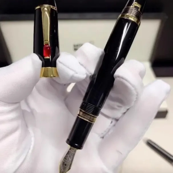 Penna a sfera a rullo / penna a sfera / penna stilografica in resina nera e cristallo Monte di lusso all'ingrosso, cancelleria per ufficio, regalo B007_voghion.com