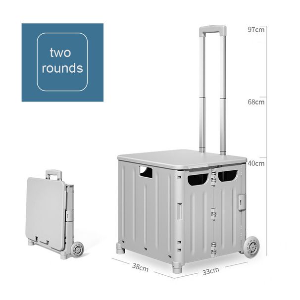 45L Foldable Shopping Grocery Cart Crate Box W/ Wheel Boot Cart Portable_voghion.com