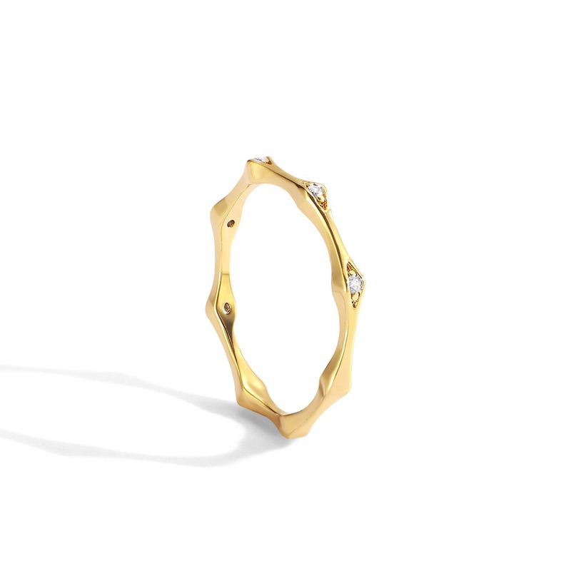 Messing Echtgold Galvanik Modern Einfach Bambus Mode Persönlichkeit Dünner Ring Zeigefingerring Mit Diamanten Eingelegt Für Frauen_voghion.com